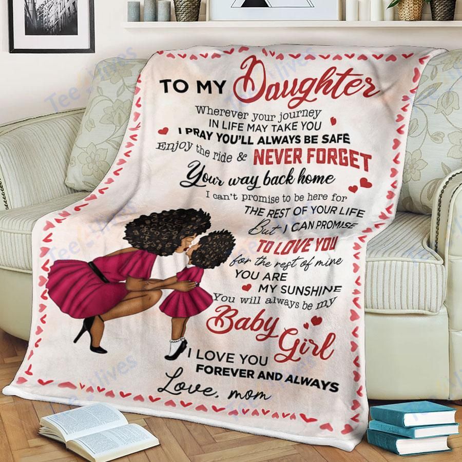 Custom Blanket Black To My Daughter-Best Gift For Daughter-Sherpa Blanket TA