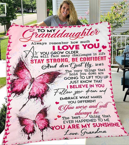 Custom Blanket To My Granddaughter-Best Gift For Granddaughter-Sherpa Blanket TA