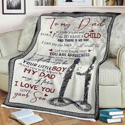 Custom Blanket To My Dad -Best Gift For Dad Father -Sherpa Blanket TA