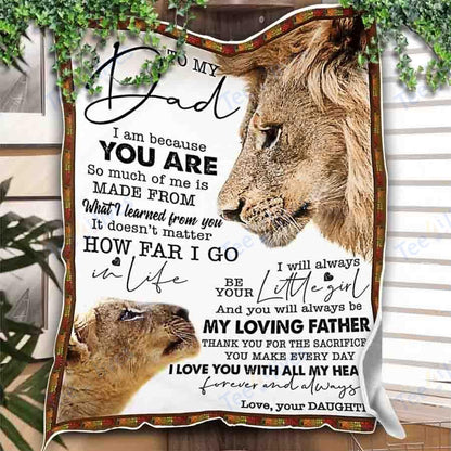 Custom Blanket Lion To My Dad -Best Gift For Dad Father -Sherpa Blanket TA