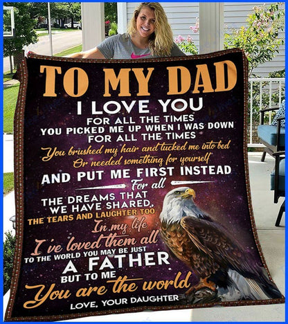Custom Blanket Eagle To My Dad -Best Gift For Dad Father -Sherpa Blanket TA
