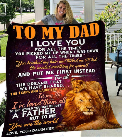 Custom Blanket Lion To My Dad -Best Gift For Dad Father -Sherpa Blanket TA