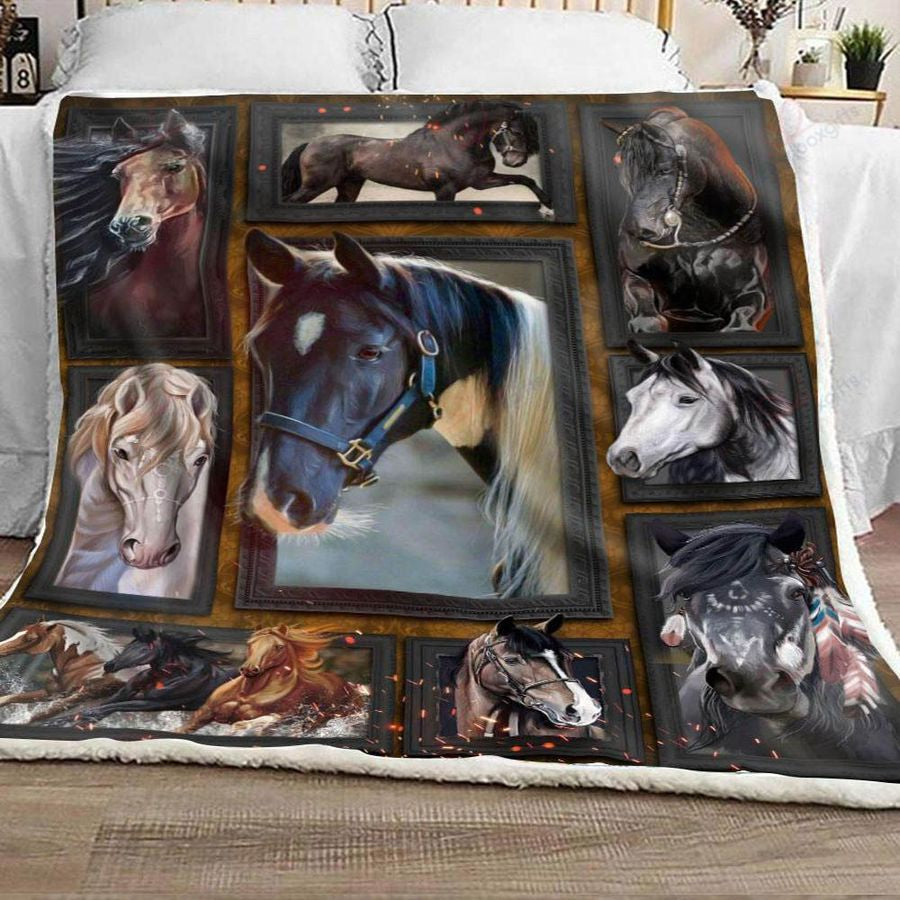 Custom Blanket Horse Lovers - Sherpa Blanket DL