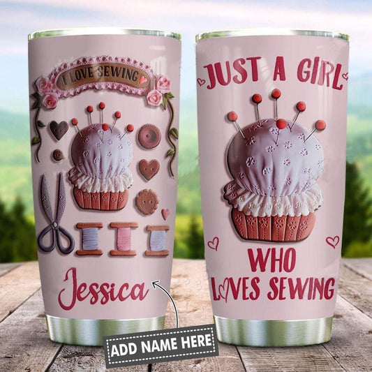 Ceramic Style Sewing Girls Personalized Stainless Steel Tumbler