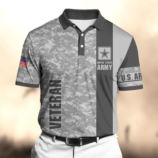 Premium Unique US Army Veteran Polo All Over Printed
