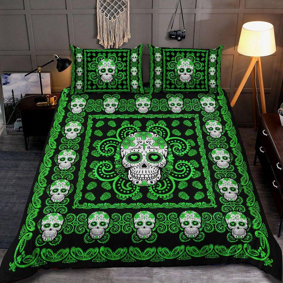 Sugar Skull Green Pattern Premium Bedding Set 15072101.CTN
