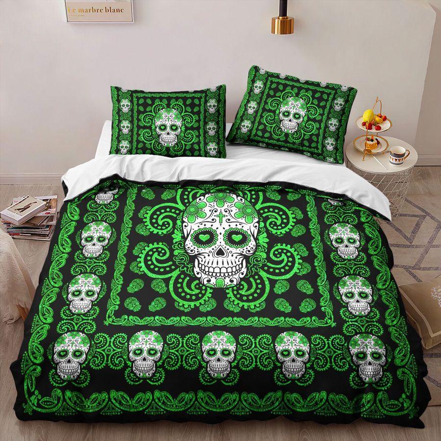 Sugar Skull Green Pattern Premium Bedding Set 15072101.CTN