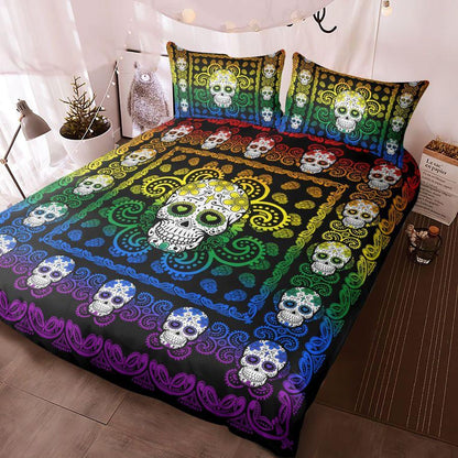 Sugar Skull Rainbow Pattern Premium Bedding Set 15072108.CTN