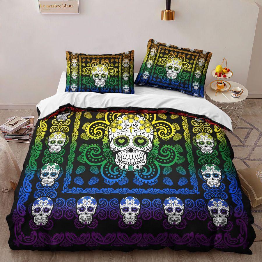 Sugar Skull Rainbow Pattern Premium Bedding Set 15072108.CTN