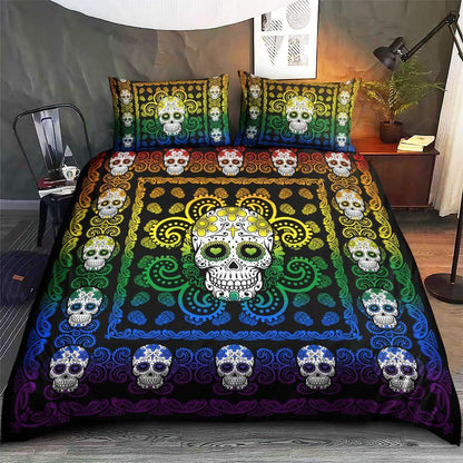 Sugar Skull Rainbow Pattern Premium Bedding Set 15072108.CTN