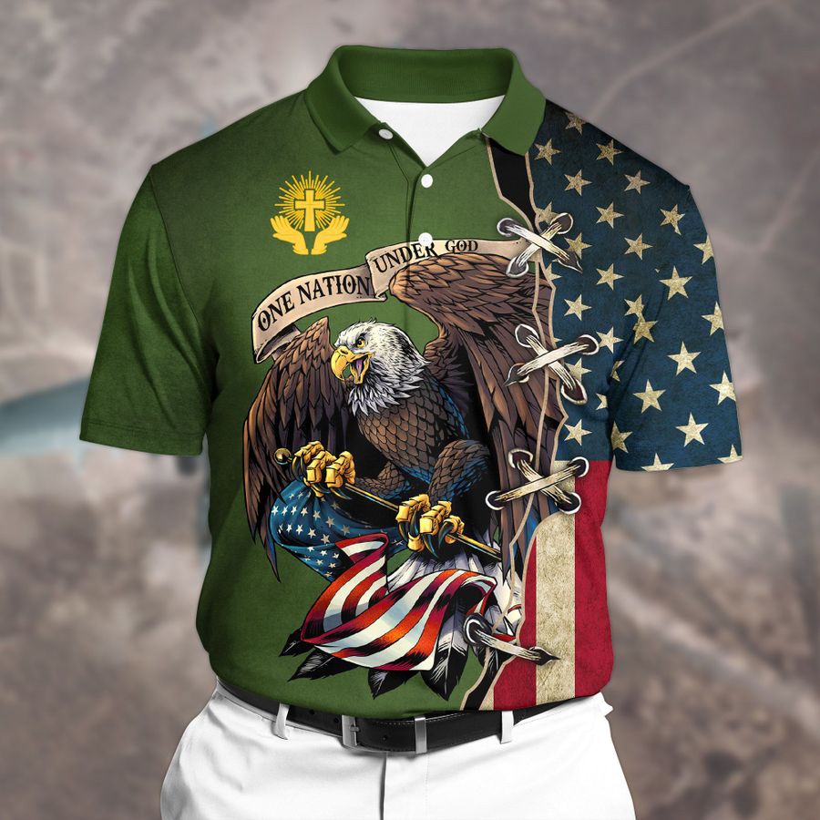 Premium Unique Veteran Polo All Over Printed  Eagle Shirt