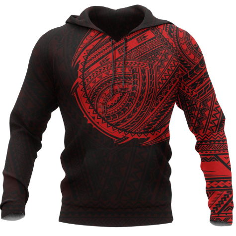 Maori Style Tattoo Pullover Hoodie - Red HC0807 - Amaze Style™-Apparel