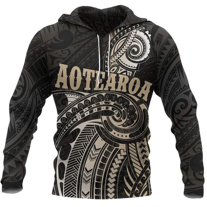 Maori Tattoo with Map New Zealand All Over Hoodie HC0805 - Amaze Style™-Apparel