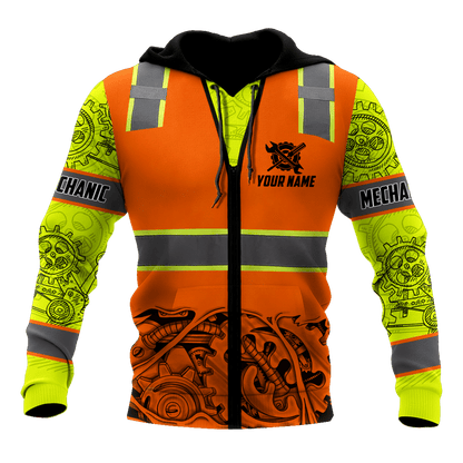 Personalized Mechanic Safety 3D All Over Printed Hoodie For Men and Women TN