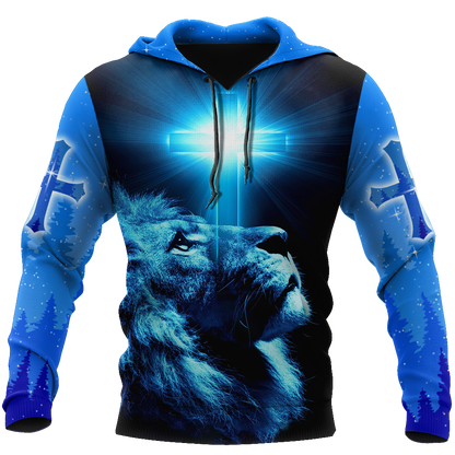 God and Lion Blue Cross - Christian - 3D All Over Printed Style for Men and Women