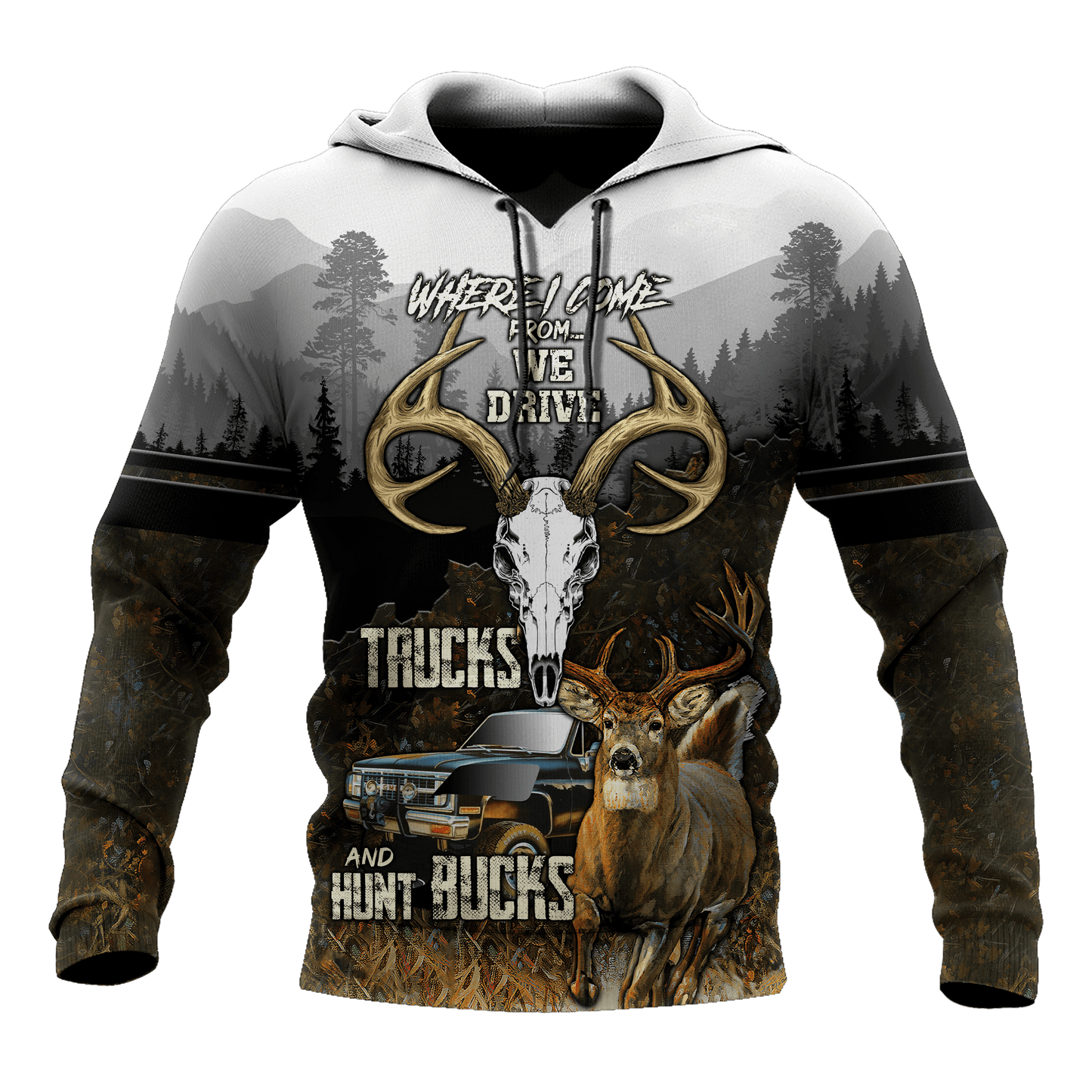 Hunting Bucks Driving Trucks 3D All Over Printed Shirts