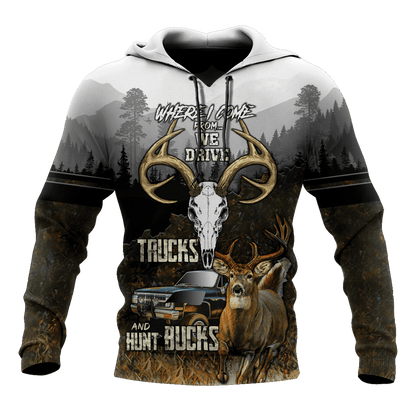 Hunting Bucks Driving Trucks 3D All Over Printed Shirts