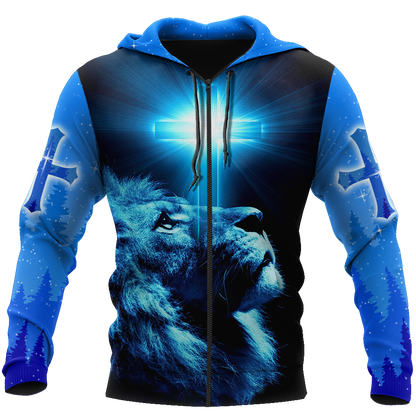 God and Lion Blue Cross - Christian - 3D All Over Printed Style for Men and Women