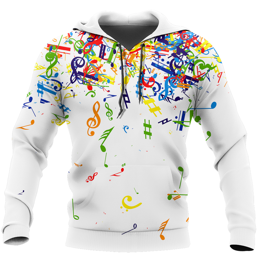 Colorful Music Notes White Version 3D All Over Printes