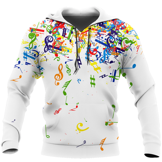 Colorful Music Notes White Version 3D All Over Printes