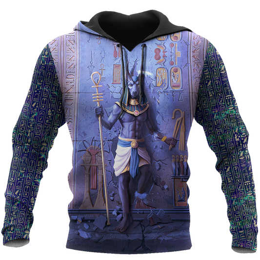 Anubis Face Blue Egypt Ancient 3D All Over Printed Clothes-Apparel-MP-Hoodie-S-Vibe Cosy™