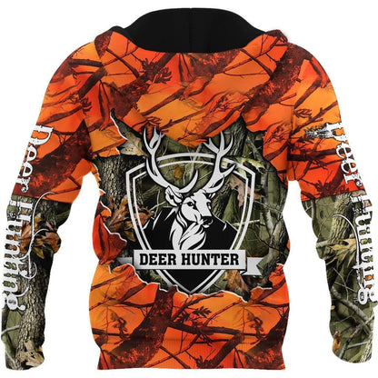 Personalized Name Hunting Deer Orange Camo 3D Unisex Shirts