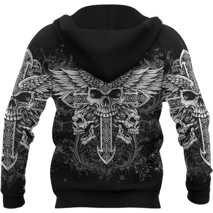 Cross Skull Tattoo Hoodie 3D All Over Printed Shirts AM092040-LAM