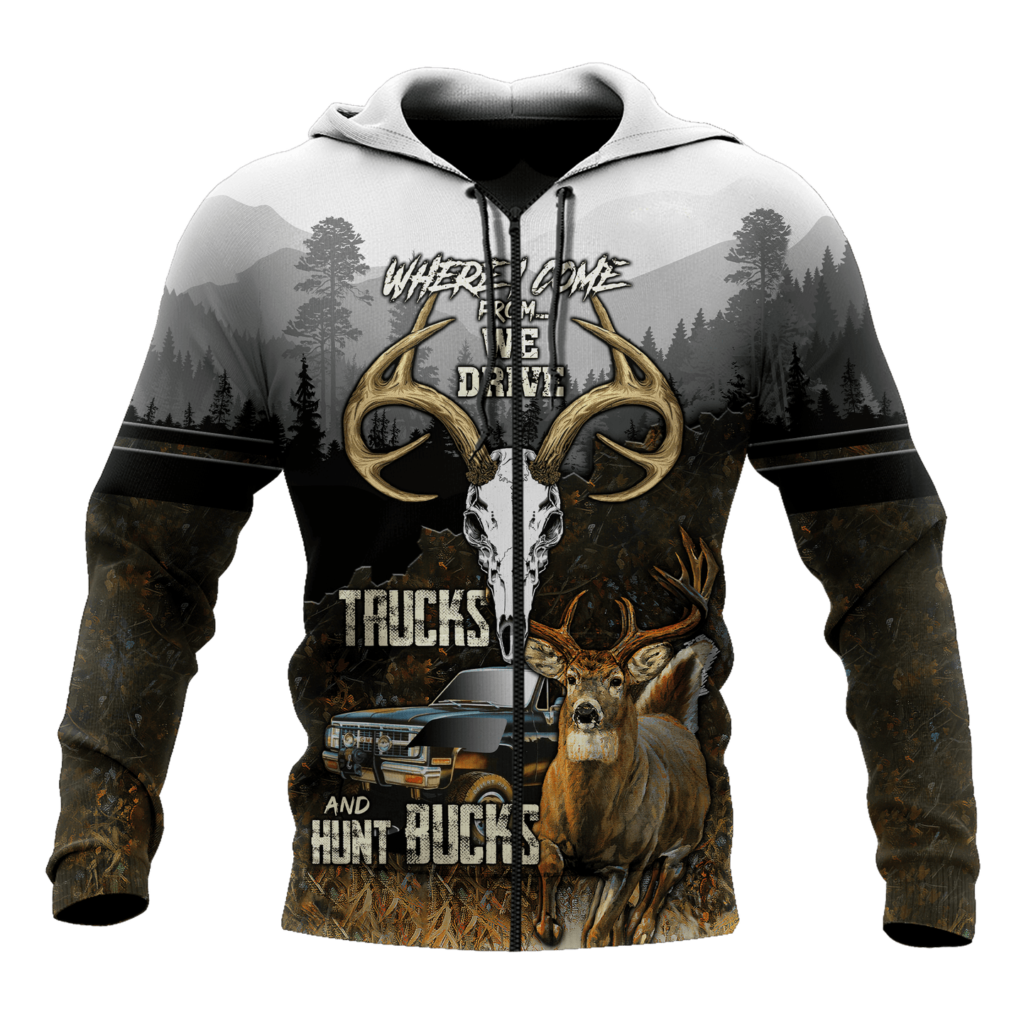 Hunting Bucks Driving Trucks 3D All Over Printed Shirts
