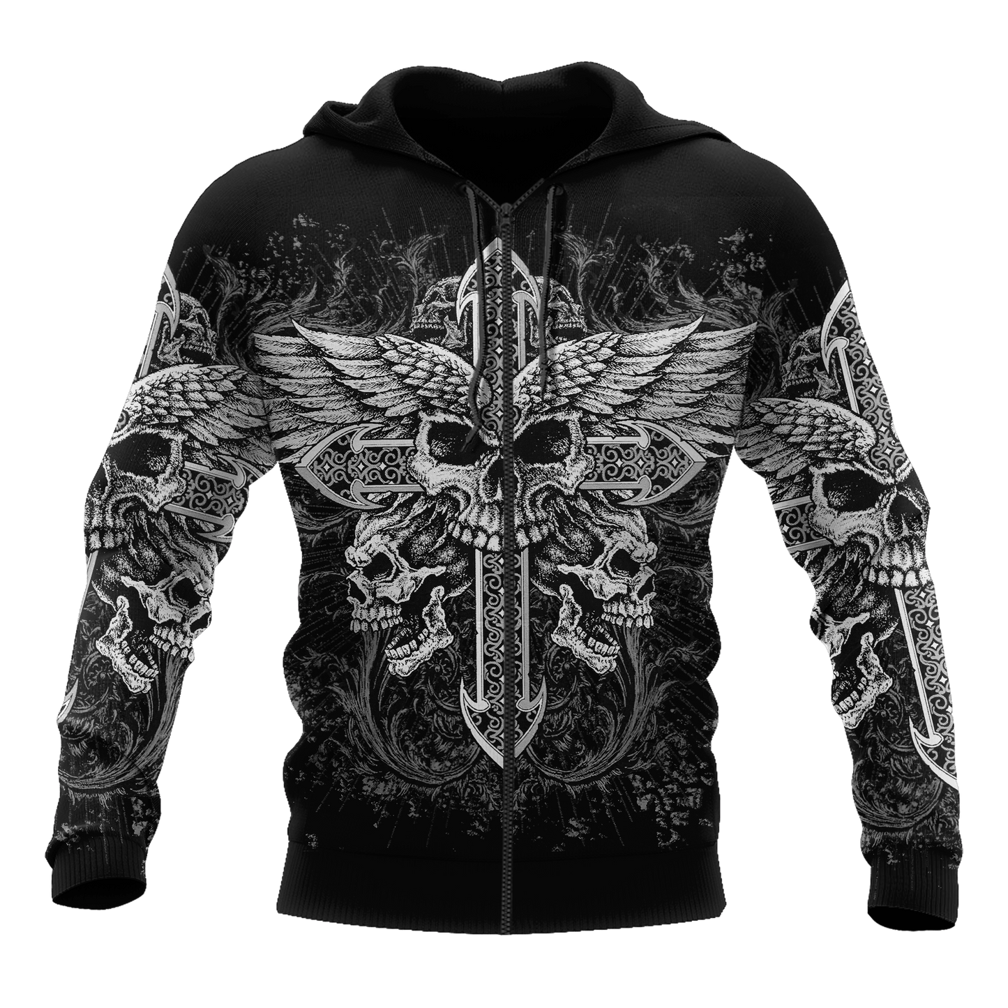 Cross Skull Tattoo Hoodie 3D All Over Printed Shirts AM092040-LAM