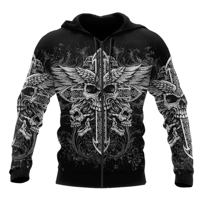 Cross Skull Tattoo Hoodie 3D All Over Printed Shirts AM092040-LAM