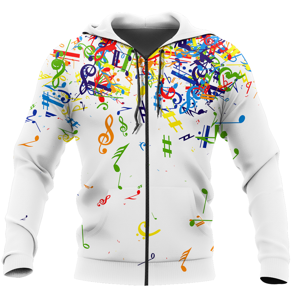 Colorful Music Notes White Version 3D All Over Printes