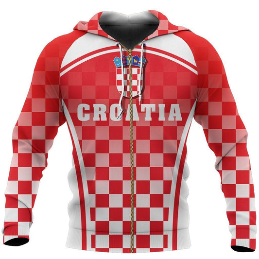 Croatia Zipper Hoodie - S. Style J9 - Amaze Style™-Apparel