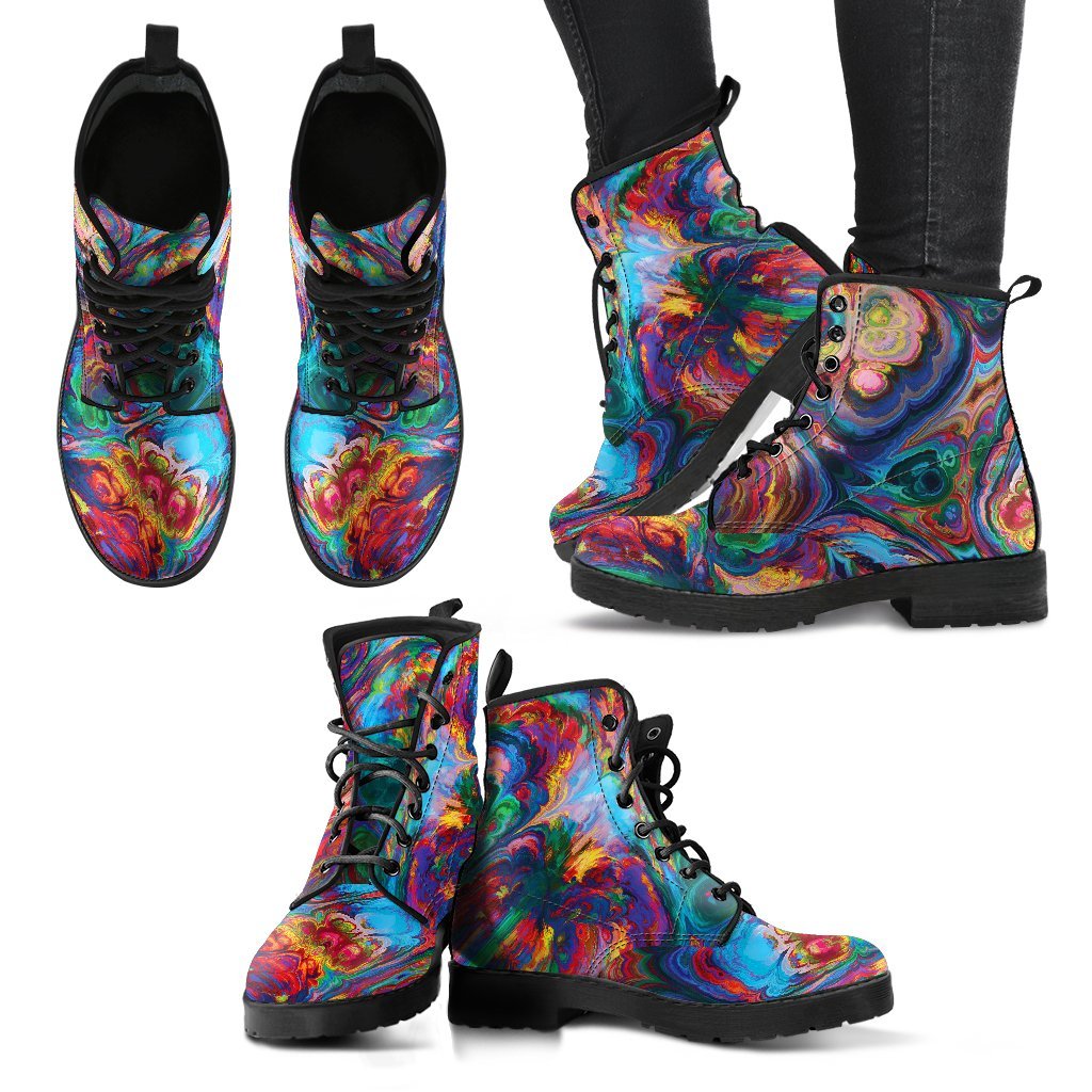 Abstract Oil Paintings P1 - Leather Boots for Women-Amaze Style™-Women's Leather Boots - Abstract Oil Paintings P1 - Leather Boots for Women-US5 (EU35)-Vibe Cosy™