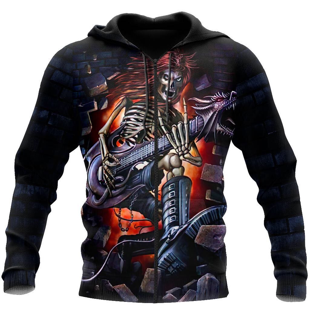Music Skull rock and roll  3D all over printed for man and women JJ27062002