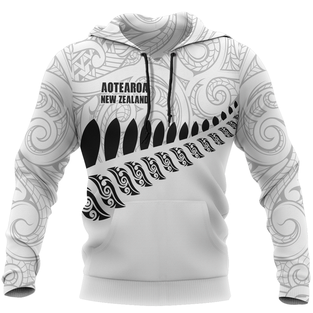New Zealand Aotearoa Pullover Hoodie White Ver HC1003 - Amaze Style™-Apparel