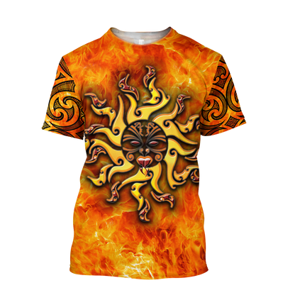 Maori tamanuitera the sun 3d all over printed shirt and short for man and women