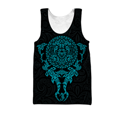 Maori tangaroa blue tattoo 3d all over printed shirt and short for man and women  HHT20072001