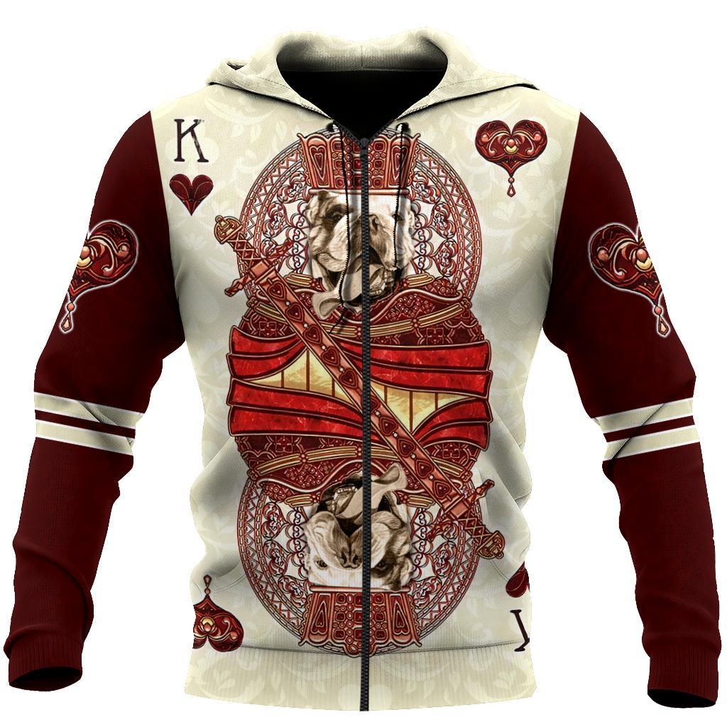 King Pitbull Poker Over Printed Hoodie