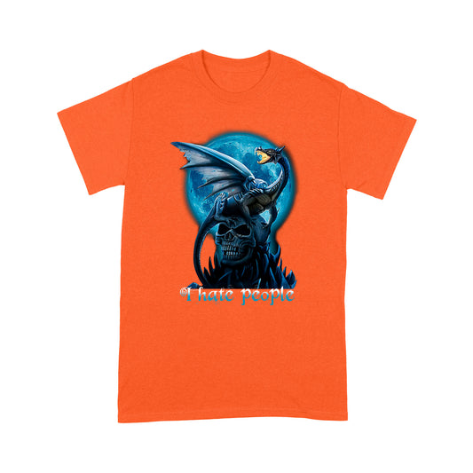 Blue Dragon Skull T-shirt I Hate People MEI