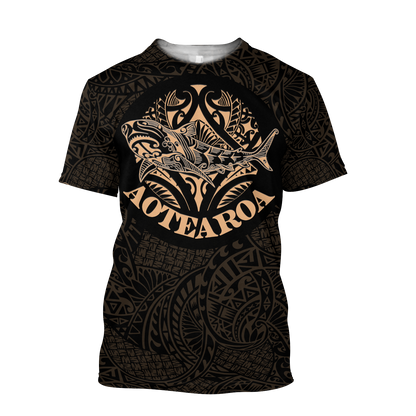 Maori shark tattoo 3d all over printed shirt and short for man and women HHT17072001