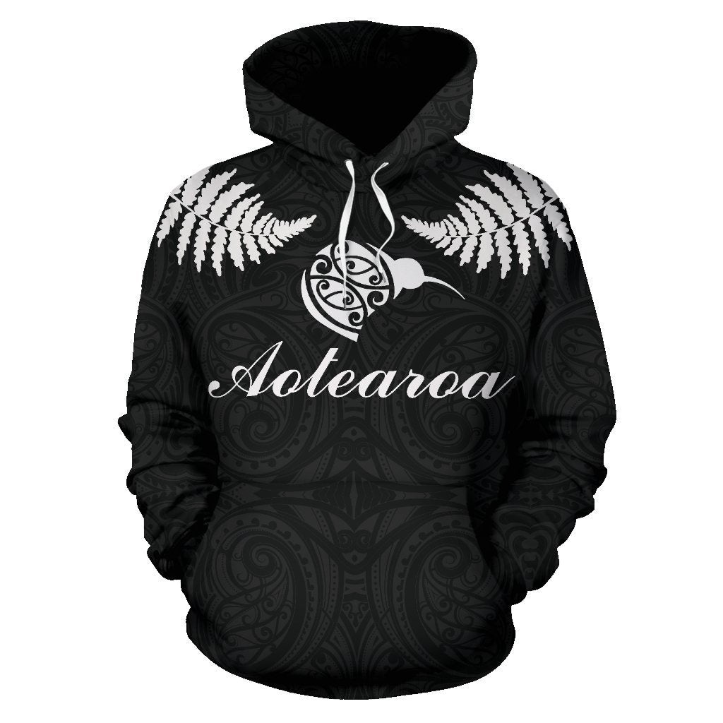 Aotearoa-New Zealand Hoodie Silver Fern Kiwi Patterns Maori PL - Amaze Style™-Apparel