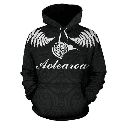 Aotearoa-New Zealand Hoodie Silver Fern Kiwi Patterns Maori PL - Amaze Style™-Apparel