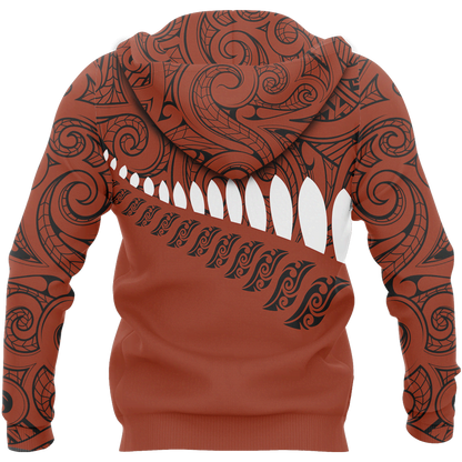 New Zealand Aotearoa Pullover Hoodie Red HC - Amaze Style™-Apparel