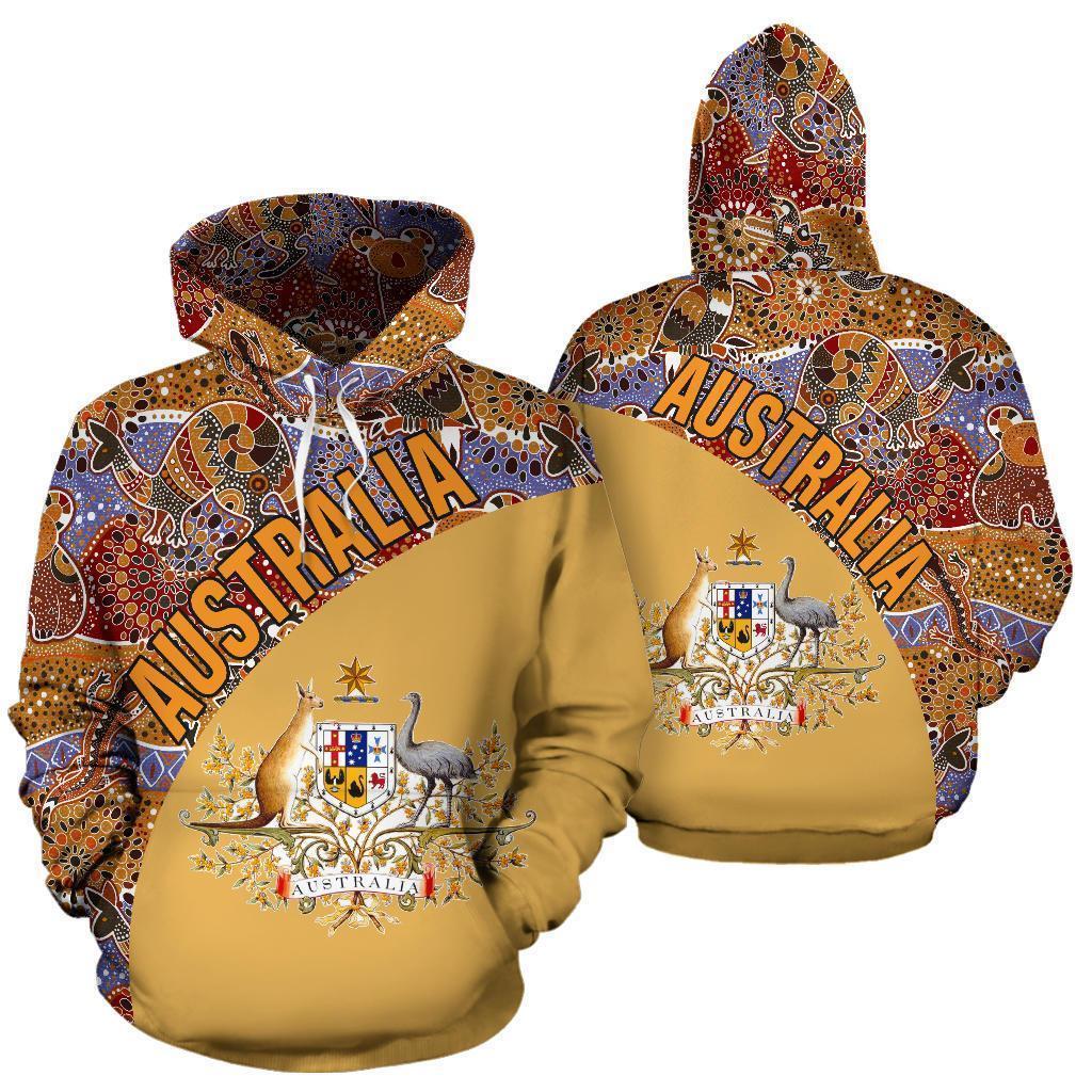 Australia Hoodie Aboriginal Wave Coat Of Arms NNK 1405 - Amaze Style™-Apparel