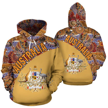 Australia Hoodie Aboriginal Wave Coat Of Arms NNK 1405 - Amaze Style™-Apparel