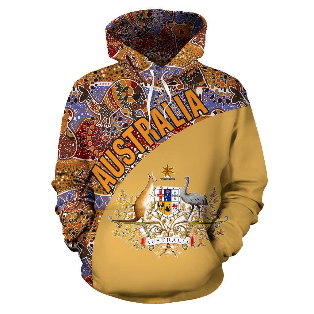 Australia Hoodie Aboriginal Wave Coat Of Arms NNK 1405 - Amaze Style™-Apparel