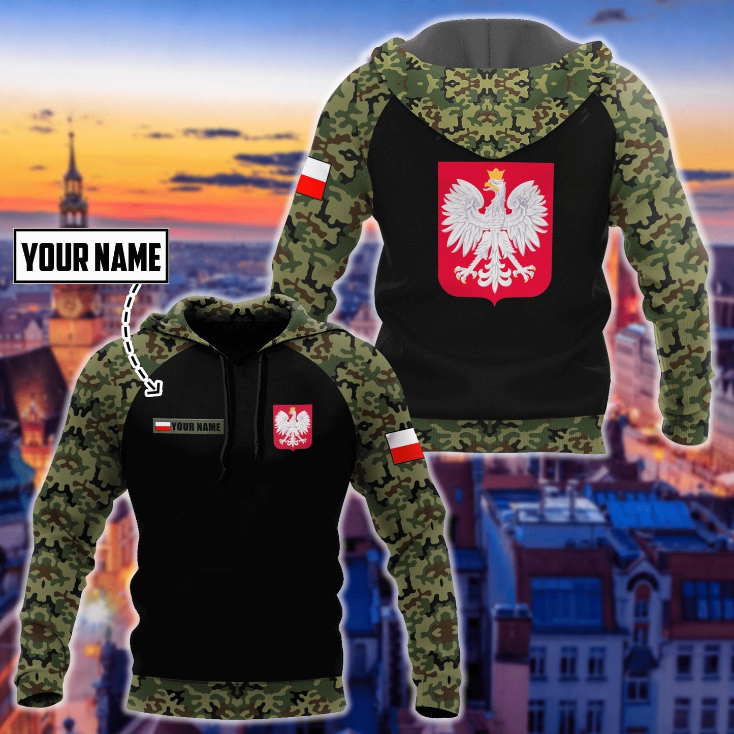 Personalized Polska Coat Of Arms 3D All Over Printed Unisex Hoodie