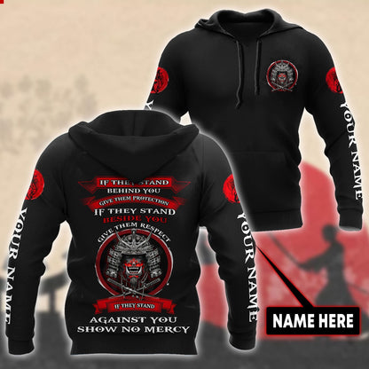 Custom Name Samurai Red Mask 3D All Over Printed Unisex Shirts