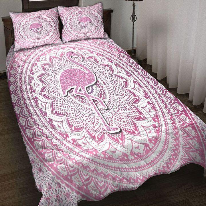 Pink Mandala Flamingo Bedding Set