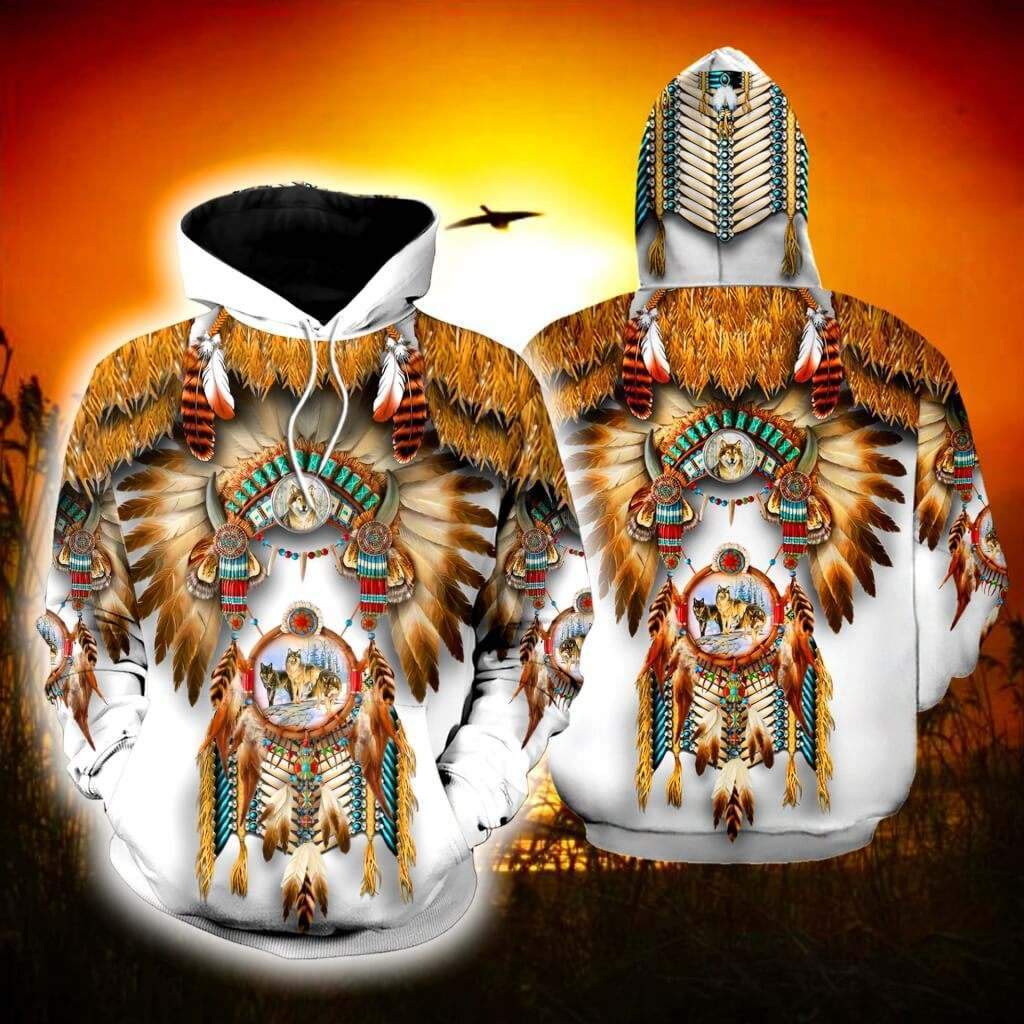 NATIVE AMERICAN 3D OVER PRINTED HOODIE SWEATER MP887 - Amaze Style™-Apparel